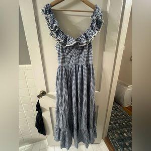Down Sora Dress in Blue Gingham - Size XL